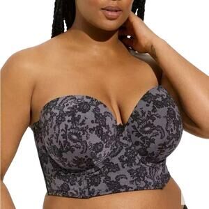 Torrid Strapless Push Up Longline Print Straight Back Bra
